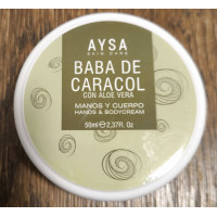 AYSA - Baba de Caracol con Aloe Vera Creme Manos y Cuerpo Feuchtigkeitscreme mit Schneckenschleim 50ml Dose hergestellt auf Gran Canaria