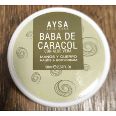 AYSA - Baba de Caracol con Aloe Vera Creme Manos y Cuerpo Feuchtigkeitscreme mit Schneckenschleim 50ml Dose hergestellt auf Gran Canaria