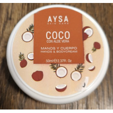AYSA - Coco con Aloe Vera Creme Manos y Cuerpo Feuchtigkeitscreme mit Kokosnuss 50ml Dose hergestellt auf Gran Canaria