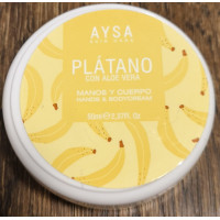 AYSA - Platano con Aloe Vera Creme Manos y Cuerpo Feuchtigkeitscreme mit Banane 50ml Dose hergestellt auf Gran Canaria