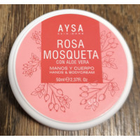 AYSA - Rosa Mosqueta con Aloe Vera Creme Manos y Cuerpo Feuchtigkeitscreme mit Hagebutte 50ml Dose hergestellt auf Gran Canaria