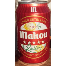 Mahou - Cinco Estrellas Radler Cerveza Bier mit Zitronenlimonade 3,2% Vol. 330ml Dose hergestellt auf Teneriffa