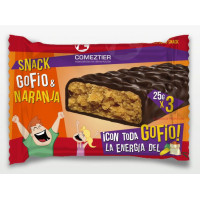 Comeztier - Barrita Snack Gofio Chocolate Negro Naranja Riegel 3x25g hergestellt auf Teneriffa