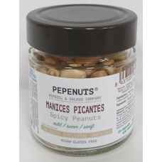 Pepeoil - Pepenuts Manices Picantes suave mild gewürzte Erdnüsse 120g Glas hergestellt auf Gran Canaria