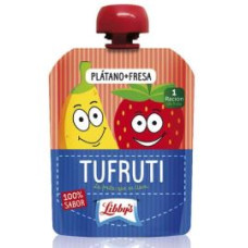 Libby's - Tufruti Platano-Fresa Banane-Erdbeer-Smoothie Quetschtüte für Kinder 4x 90g hergestellt auf Teneriffa