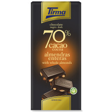 Tirma - Chocolate Negro 70% Cacao Almendras dunkle Schokolade mit Mandeln 125g hergestellt auf Gran Canaria