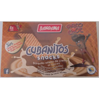 Bandama - Cubanitos Snacks Psico Choc Cacao Barquillo Relleno Waffeln mit Schokocreme 8 Stück 224g hergestellt auf Gran Canaria