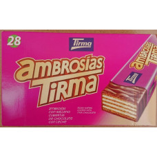 Tirma - Ambrosias Tradicional Chocolate Waffelriegel mit Schokoladenüberzug 28 Stück hergestellt auf Gran Canaria