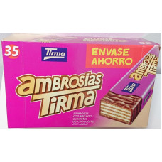Tirma - Ambrosias Tradicional Chocolate Waffelriegel mit Schokoladenüberzug 35 Stück 752g hergestellt auf Gran Canaria