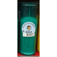 Mosa - Kerze weiss im grünen Glas groß 162x57mm von Gran Canaria