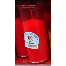 Mosa - Kerze weiss im roten Glas groß 162x57mm von Gran Canaria