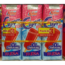 Kalise - Clipper Polo Fresa Erdbeerlimonaden-Eis zum selber einfrieren 3x 250ml Tetrapack hergestellt auf Gran Canaria