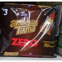 Tirma - Ambrosias Zero 0% Sugar 70% Cacao Bitterschokolade-Waffelriegel 3 Stück 64,5g hergestellt auf Gran Canaria