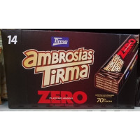 Tirma - Ambrosias Zero 0% Sugar 70% Cacao Bitterschokolade-Waffelriegel 14 Stück 310g hergestellt auf Gran Canaria