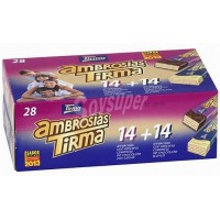 Tirma - Ambrosias Tradicional Chocolate Waffelriegel mit Schokoladenüberzug 28 Stück (14+14 weiß und Vollmilch) 616g hergestellt auf Gran Canaria