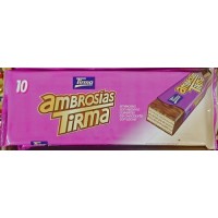 Tirma - Ambrosias Tradicional Chocolate Waffelriegel mit Schokoladenüberzug 10 Stück 215g hergestellt auf Gran Canaria