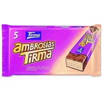 Tirma - Ambrosias Tradicional Chocolate Waffelriegel mit Schokoladenüberzug 5 Stück 129g hergestellt auf Gran Canaria